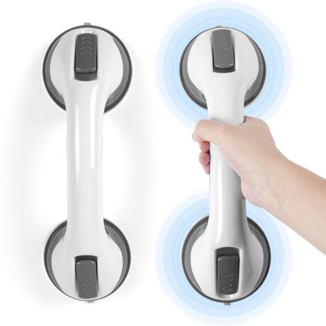 Poignée Sécurité Ventouse - Lot de 2 - ABS Antidérapant - Sans Perçage - Douche Baignoire Seniors - Noir (1/5)