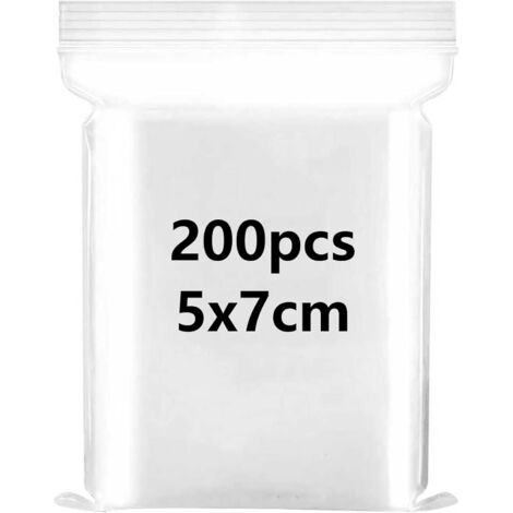 Sachet Plastique - 200 Pièces - PE Transparent - Fermeture Zip - Stockage Cuisine Bricolage - 5x7cm (1/5)