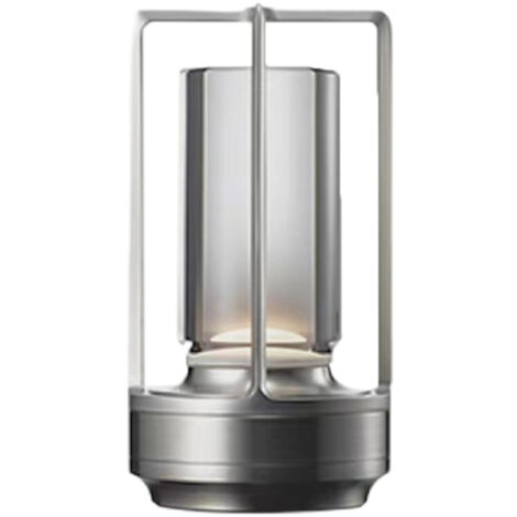 Lampe de bureau portable en métal pour intérieur/extérieur, lumière LED rechargeable, 3 couleurs, intensité réglable en continu, alimentée par batterie, lampe de bureau compacte. (1/5)