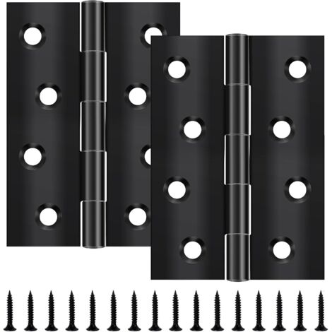 Charnière Continue - Lot de 2 - Acier Inoxydable Noir - 100x70mm - Pour Portes Et Fenêtres (1/5)
