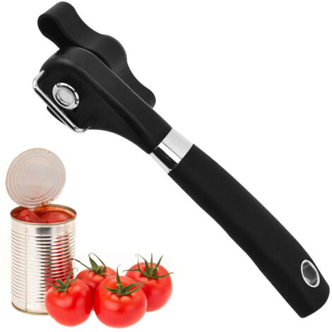 Ouvre-boîte manuel, ouvre-boîte manuel avec lame latérale, ouvre-boîte de voyage portable, lame dissimulée en acier inoxydable et poignée en caoutchouc. (1/5)