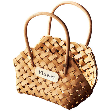 1 panier à fleurs tressé, décoration de mariage, pot de fleurs décoratif, panier de pique-nique en bambou, panier de rangement décoratif vintage fait main (1/5)
