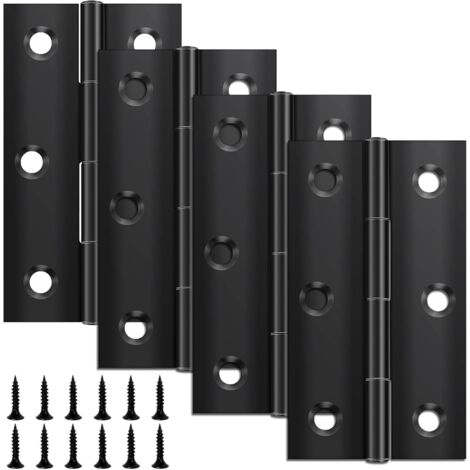Charnière Piano - 4 Pièces - Acier Inoxydable Noir - 68x38mm - Pour Portes Fenêtres Armoires (1/5)