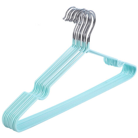 Cintre fin, antidérapant et épais, avec revêtement plastique, idéal pour les chemises, les armoires et les chambres. Vert. (1/5)