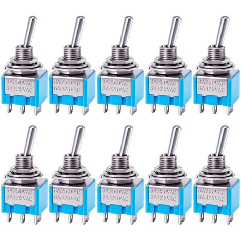 Interrupteur à Bascule - Lot de 10 - DPDT 6 Broches - 3 Positions - 6A 125V - Pour Tableau Électrique