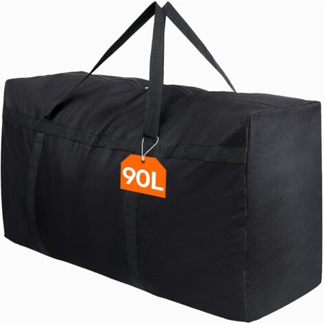 Sac de Rangement 90 L - Tissu Oxford Robuste - Pliable avec Poignées Renforcées - Pour Couettes et Vêtements - Noir (1/5)