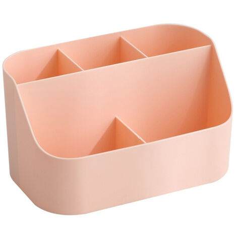 Organiseur de bureau à 5 compartiments, porte-stylos, organiseur de fournitures de bureau, étagère de rangement, convient aux enfants et aux enseignants, rose. (1/5)