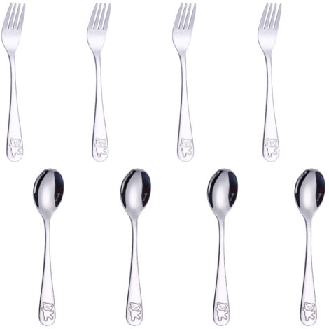 Ensemble de vaisselle pour enfants Poylim, vaisselle sûre pour les tout-petits, comprenant 6 fourchettes et 6 cuillères pour enfants. (1/5)