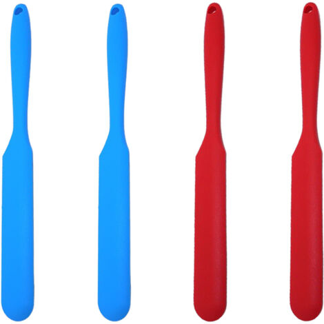 Ensemble de 4 pièces comprenant un racloir à beurre pour gâteaux, un racloir à pâte en silicone, un racloir pour mélanger la pâte et des ustensiles de cuisson antiadhésifs. (1/5)