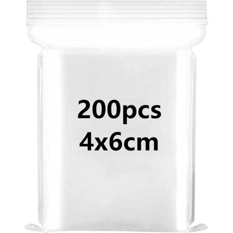 Sachet Plastique - 200 Pièces - PE Transparent - Fermeture Zip - Stockage Cuisine Bricolage - 4x6cm (1/5)