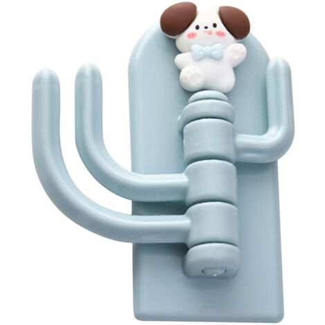 Porte-clés mural et de porte auto-adhésif, sans perçage, rotatif à trois crochets, en forme d'animal mignon (motif chien) (1/5)