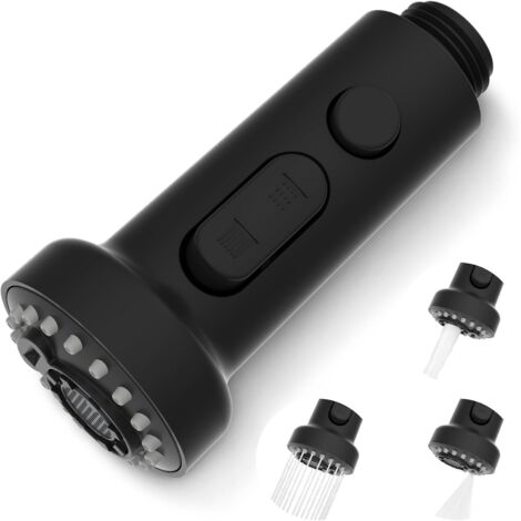 Tête Robinet Cuisine - 1 Pièce - Acier Inoxydable - 3 Modes Jet - Pivotant 360° - Pour Mitigeur G1/2 - Noir (1/5)