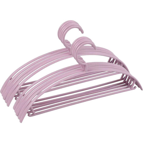 Lot de 10 cintres semi-circulaires antidérapants pour adultes, adaptés à une utilisation à domicile, en magasin et en dortoir, de couleur rose. (1/5)