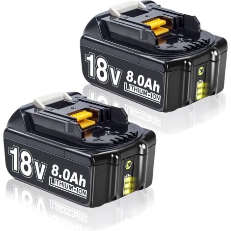 Batterie Li-ion 18V - Lot de 2 - 8000mAh - Compatible Makita BL1860B - Batterie Li-ion 18V - Lot de 2 - 8000mAh - Compatible Makita BL1860B (1/5)