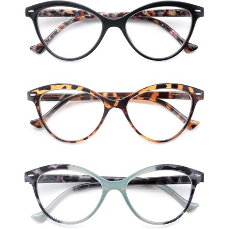 Lunettes de Lecture - Lot de 3 - Plastique - Verres Asphériques - Homme Femme - Noir (1/5)