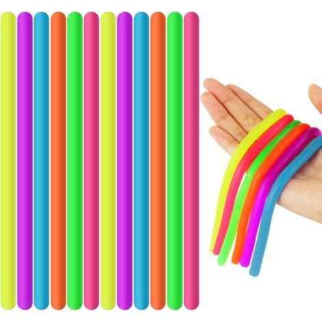 Jouet Sensoriel Corde - 12 Pièces - TPR Souple - Extensible Anti Stress - Enfant Adulte TDAH - 6 Couleurs (1/5)
