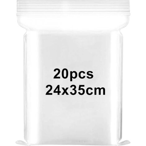 Sachet Zippe - 20 Pieces - Polyethylene - Refermable Etanche - Rangement Vetements Bijoux Aliment - 24x35cm (1/5)