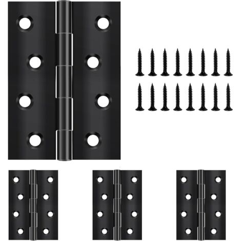 Charnière Pliable - Lot de 4 - Acier Inoxydable Noir - 100x70mm - Pour Porte Fenêtre Armoire (1/5)