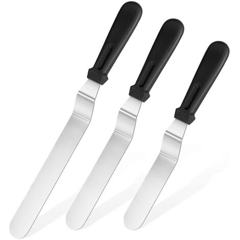Ensemble de spatules, comprenant des spatules incurvées avec des lames de 6, 8 et 10 pouces, spatules coudées en acier inoxydable pour la décoration de gâteaux, ensemble de 3 pièces. (1/5)