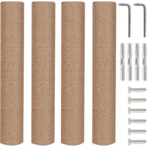 Poteau De Griffoir - Lot De 4 - Corde De Sisal Naturel - Vis M8 Incluses - Remplacement Pour Arbre À Chat - 39,9cm (1/5)