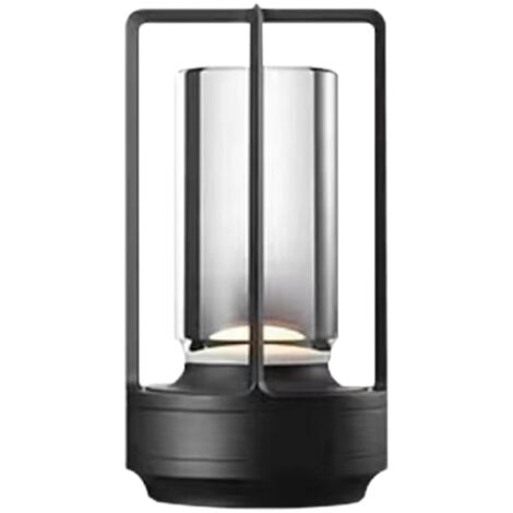 Lampe de bureau portable en métal pour intérieur/extérieur, lumière LED rechargeable, 3 couleurs, intensité réglable en continu, alimentée par batterie, lampe de bureau compacte. (1/5)