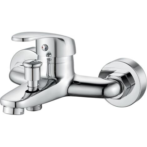 Mitigeur Bain Douche Mural - 1 Pièce - Laiton Chromé - Commande Unique - Salle De Bain - Raccord 1/2" (1/5)