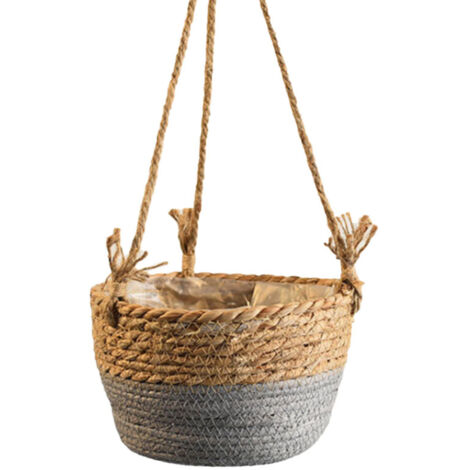Panier suspendu en corde pour pots de fleurs, panier à plantes tressé en corde de coton, support de rangement pour plantes, décoration intérieure (1/5)