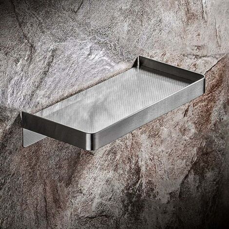 Étagère de douche rectangulaire sans perçage, en acier inoxydable SUS 304 - sans clous - antirouille - accessoire de salle de bain (finition brossée) (1/5)