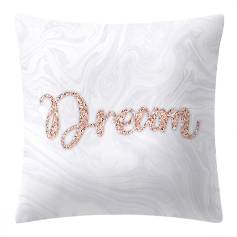 Taie d'oreiller carrée 45x45cm, or rose, avec lettre anglaise (E) - Taie d'oreiller carrée 45x45cm, or rose, avec lettre anglaise (E) (1/5)