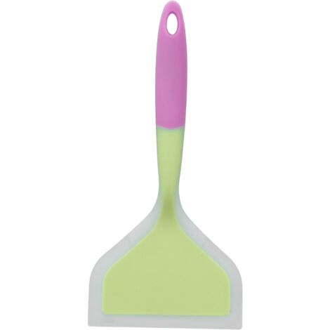 Spatule de cuisine bicolore en silicone transparent à large ouverture, adaptée aux cuisines domestiques, pouvant être utilisée pour faire des crêpes et des frites. (1/5)