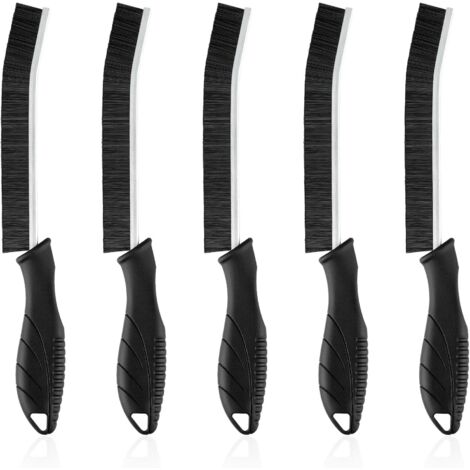 brosse à joints noir 5 pièces poils durs pp/nylon 23 cm pour carrelage, salle de bain, cuisine et rails de fenêtre (1/5)
