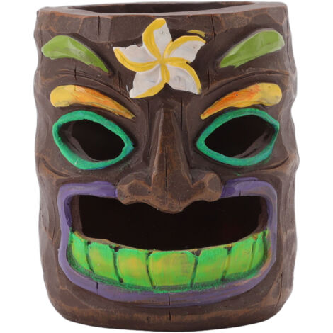 Un cendrier en résine en forme de visage d'arbre, avec un porte-pinceaux de maquillage fluorescent, idéal pour les bureaux à domicile. (1/5)