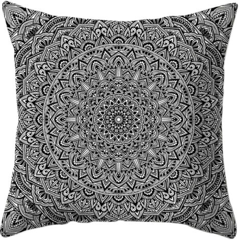 Taie d'oreiller carrée 45x45cm à motif floral mandala (grande taille) - Taie d'oreiller carrée 45x45cm à motif floral mandala (grande taille) (1/5)
