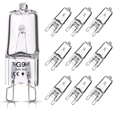 Ampoule Halogène G9 - Lot de 10 - 28W 230V - Dimmable Blanc Chaud - Pour Lustres Et Appliques - 12x37mm (1/5)
