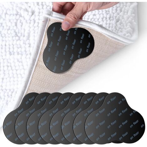 Fixe Tapis - 12 Pièces - Polyuréthane - Antidérapant Et Anti Replis - Pour Tous Sols Et Tapis Intérieur Extérieur - Noir (1/5)