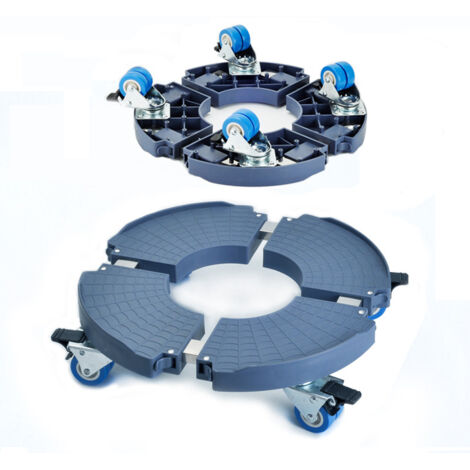 Support à plantes monobloc à roulettes, rotation à 360°, 4 doubles roues, capacité de charge de 200 kg, diamètre réglable de 41 à 61 cm, convient aux plantes, aux bases de parasol et aux poubelles (bl (1/5)