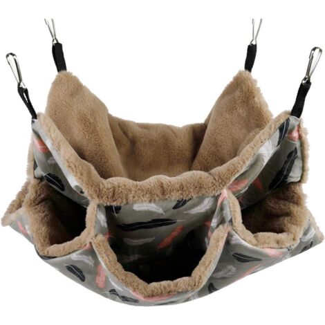hamac pour petit animal trois couches taffetas polyester fourrure lapin cage hamster furet chinchilla écureuil (1/5)