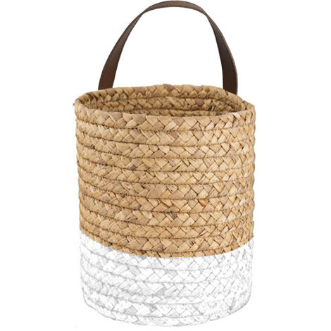 Support mural pour pot de fleurs, panier suspendu pour fleurs et plantes, panier tressé pour plantes d'intérieur, support mural en algues tressées pour arbre à pain (1/5)