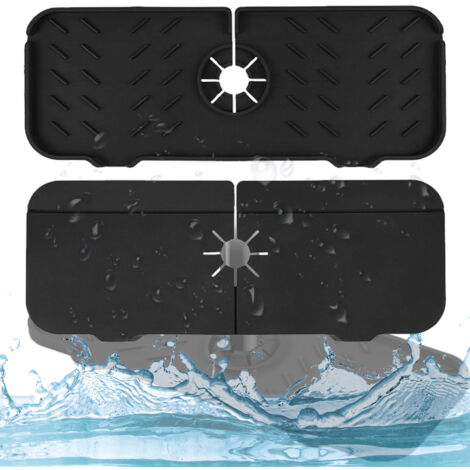 Protection anti-éclaboussures en silicone pour évier - 38 cm x 14 cm, accessoires d'évier - protection anti-éclaboussures/tapis récupérateur de gouttes pour robinet (1/5)