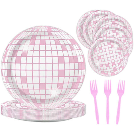 Assiette boule disco jetable pour soirée disco, 18 cm - Assiette boule disco jetable pour soirée disco, 18 cm (1/5)