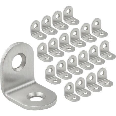 Équerre De Fixation - Lot De 20 - Acier Inoxydable - Support Angle Droit 90° - Pour Étagère Et Meuble - 20x20x16 Mm (1/5)