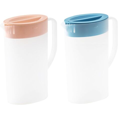 Pichet - 2 Pièces - Plastique PP - Résistant Chaleur Froid - Cuisine Réfrigérateur Pique-nique - 2 Litres Transparent