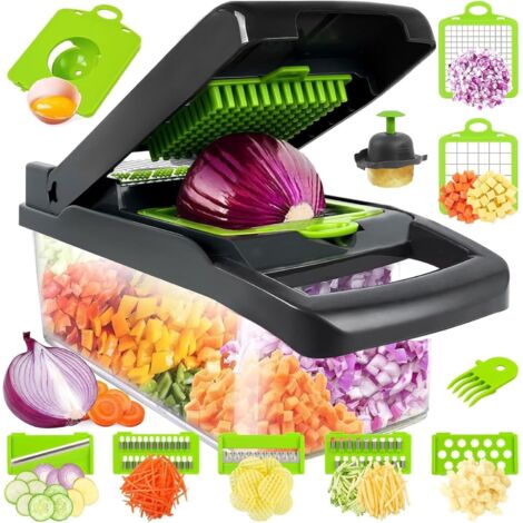 Mandoline Cuisine 16 En 1 - 7 Lames Acier Inox - Coupe Legumes Manuel - Râpe Et Trancheuse - Pour Oignon Carotte Concombre (1/5)