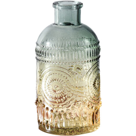 Vase en verre coloré, vase en verre de style vintage à décor en relief, pot de fleurs hydroponique, idéal pour la décoration de la maison, du bureau, de la chambre, des fêtes. (1/5)