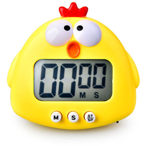 Minuteur de cuisine, minuteur à compte à rebours avec un adorable animal de dessin animé, grande horloge à écran LCD avec support. (1/5)