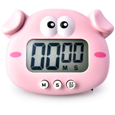Minuteur de cuisine, minuteur à compte à rebours avec un adorable animal de dessin animé, grande horloge à écran LCD avec support. (1/5)