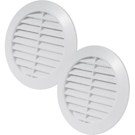 Cache-grille - Lot de 2 - Plastique - 90 mm - Protection insectes - Ventilation CVC - Blanc (1/5)