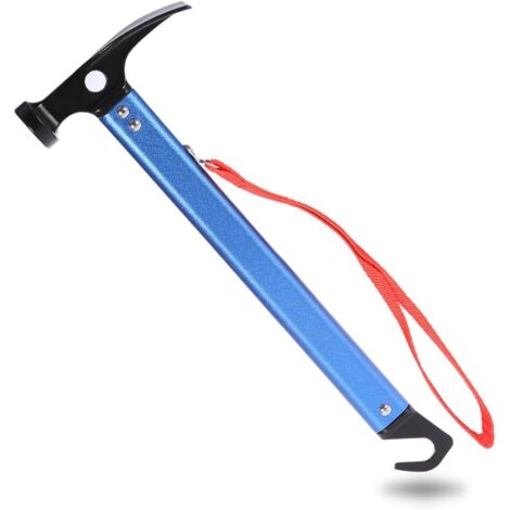 Marteau Pour Piquet - 1 Unité - Acier Et Aluminium - Extracteur Multifonction - Camping Randonnée - Bleu (1/5)