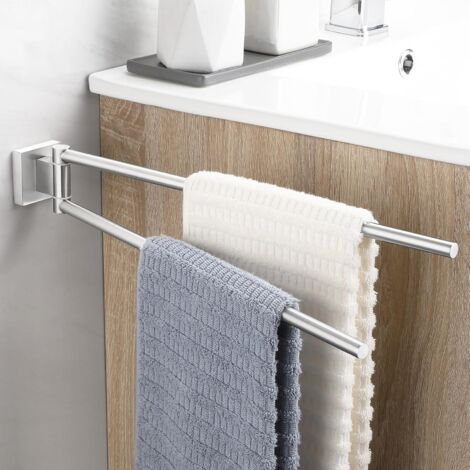 Porte-Serviettes Mural - 1 Unité - Acier Inoxydable - Pivotant 180° - Salle De Bain Et Cuisine - 39CM Argent (1/5)