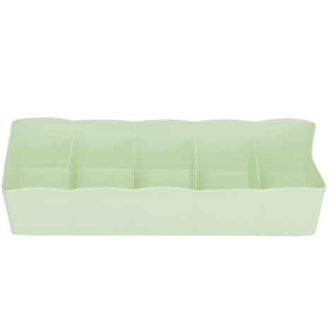 Panier de rangement en plastique pour sous-vêtements et chaussettes, style tiroir, 5 compartiments (vert) (1/5)